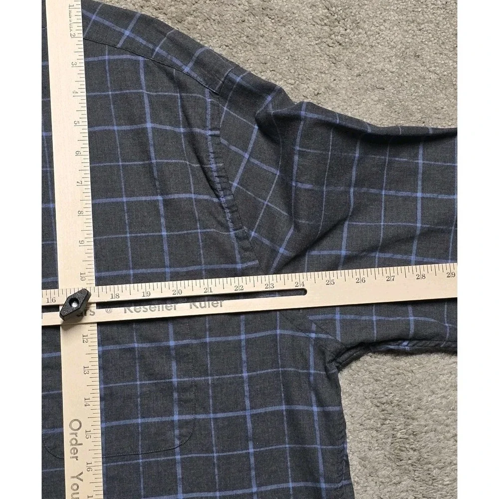 Faherty The Movement Button Shirt Men 2XL Performance Gray‎ Blue Windowpane